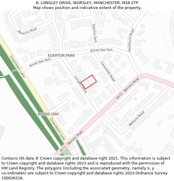 8, LONGLEY DRIVE, WORSLEY, MANCHESTER, M28 2TP: Location map and indicative extent of plot