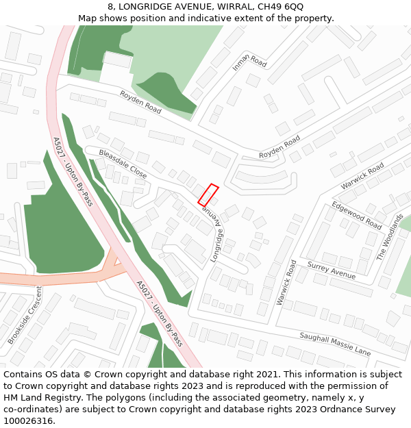 8, LONGRIDGE AVENUE, WIRRAL, CH49 6QQ: Location map and indicative extent of plot