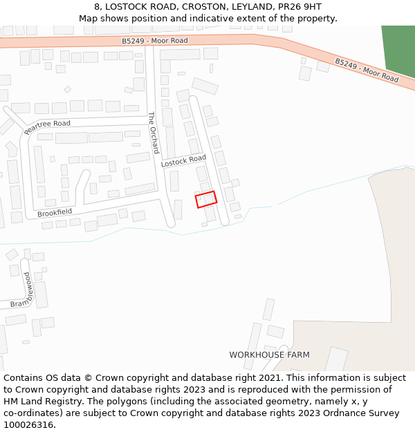 8, LOSTOCK ROAD, CROSTON, LEYLAND, PR26 9HT: Location map and indicative extent of plot