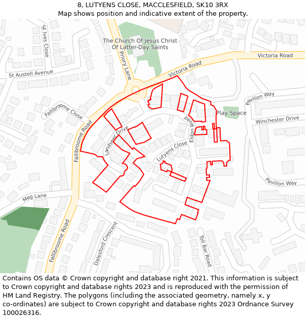 8, LUTYENS CLOSE, MACCLESFIELD, SK10 3RX: Location map and indicative extent of plot