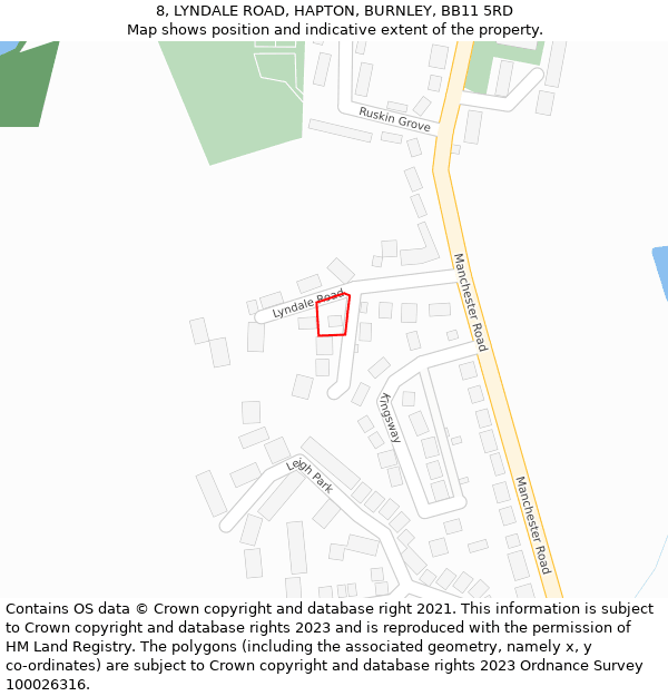 8, LYNDALE ROAD, HAPTON, BURNLEY, BB11 5RD: Location map and indicative extent of plot