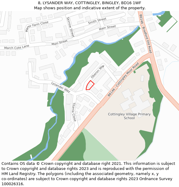 8, LYSANDER WAY, COTTINGLEY, BINGLEY, BD16 1WF: Location map and indicative extent of plot