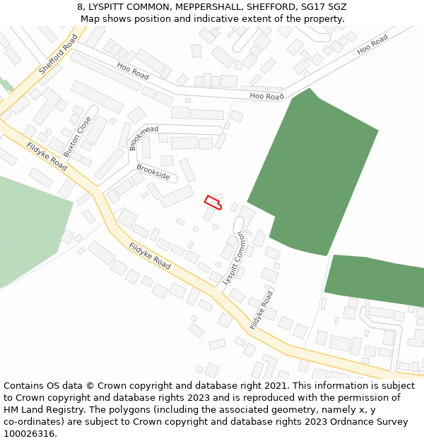8, LYSPITT COMMON, MEPPERSHALL, SHEFFORD, SG17 5GZ: Location map and indicative extent of plot