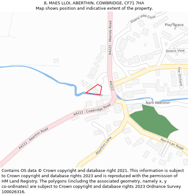 8, MAES LLOI, ABERTHIN, COWBRIDGE, CF71 7HA: Location map and indicative extent of plot