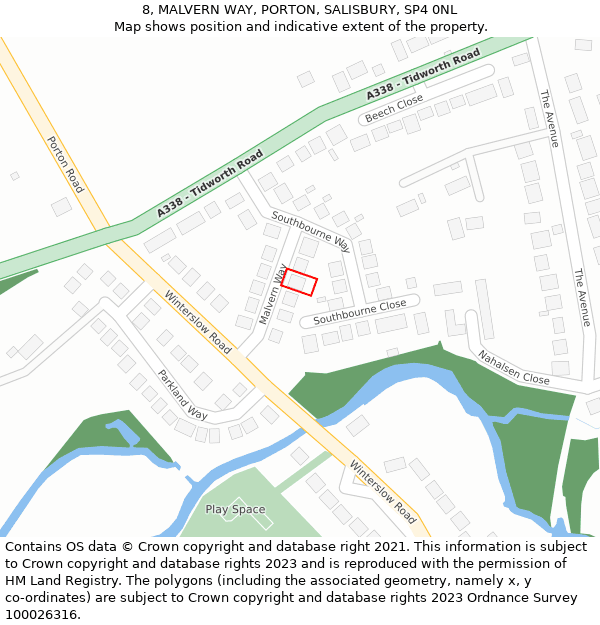 8, MALVERN WAY, PORTON, SALISBURY, SP4 0NL: Location map and indicative extent of plot