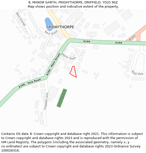 8, MANOR GARTH, FRIDAYTHORPE, DRIFFIELD, YO25 9SZ: Location map and indicative extent of plot
