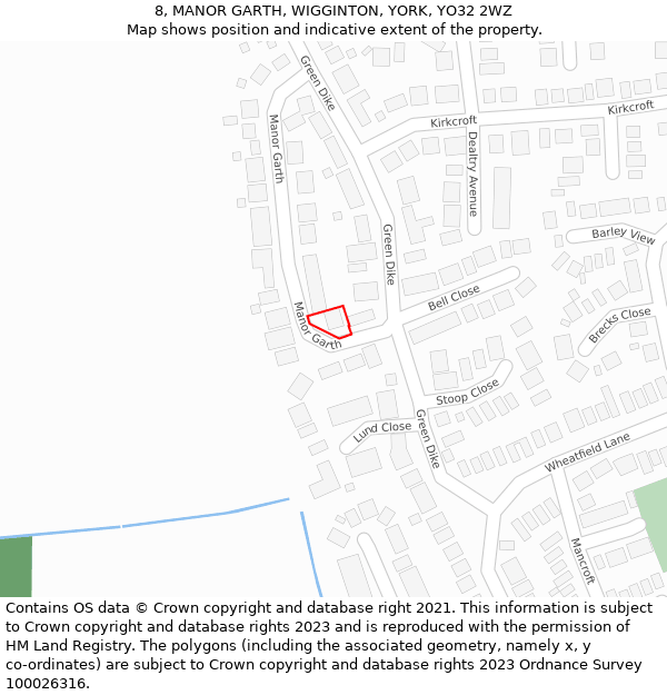 8, MANOR GARTH, WIGGINTON, YORK, YO32 2WZ: Location map and indicative extent of plot