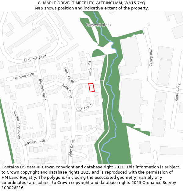 8, MAPLE DRIVE, TIMPERLEY, ALTRINCHAM, WA15 7YQ: Location map and indicative extent of plot