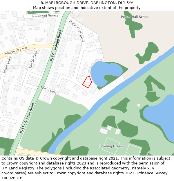8, MARLBOROUGH DRIVE, DARLINGTON, DL1 5YA: Location map and indicative extent of plot