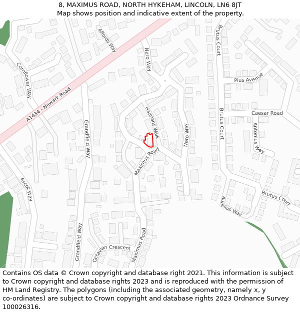 8, MAXIMUS ROAD, NORTH HYKEHAM, LINCOLN, LN6 8JT: Location map and indicative extent of plot