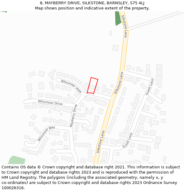 8, MAYBERRY DRIVE, SILKSTONE, BARNSLEY, S75 4LJ: Location map and indicative extent of plot