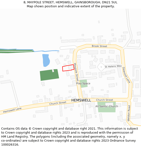 8, MAYPOLE STREET, HEMSWELL, GAINSBOROUGH, DN21 5UL: Location map and indicative extent of plot