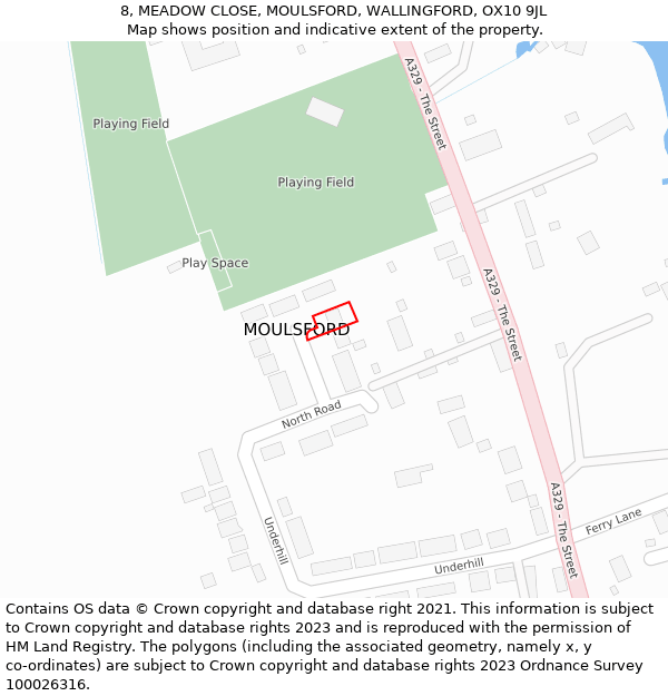 8, MEADOW CLOSE, MOULSFORD, WALLINGFORD, OX10 9JL: Location map and indicative extent of plot