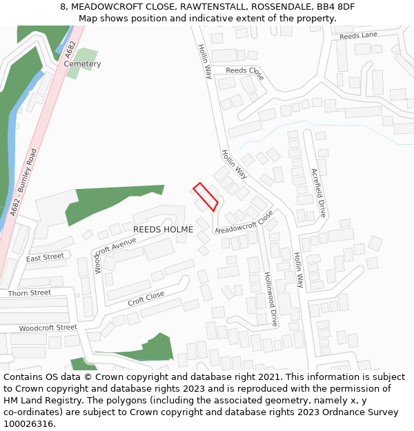 8, MEADOWCROFT CLOSE, RAWTENSTALL, ROSSENDALE, BB4 8DF: Location map and indicative extent of plot