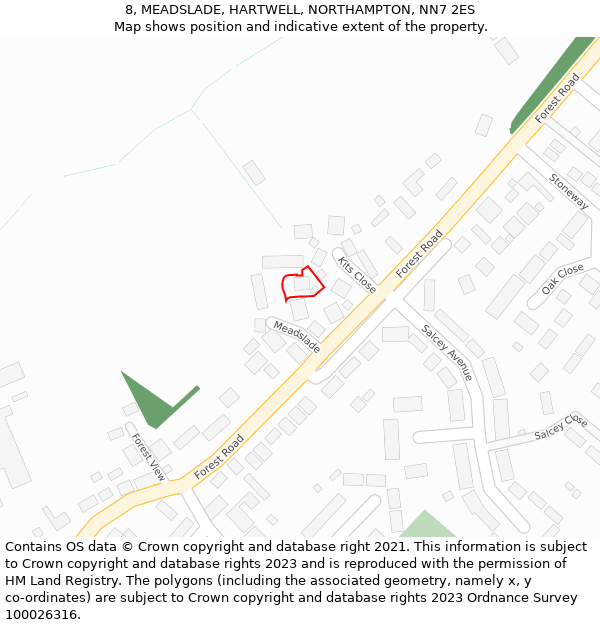 8, MEADSLADE, HARTWELL, NORTHAMPTON, NN7 2ES: Location map and indicative extent of plot