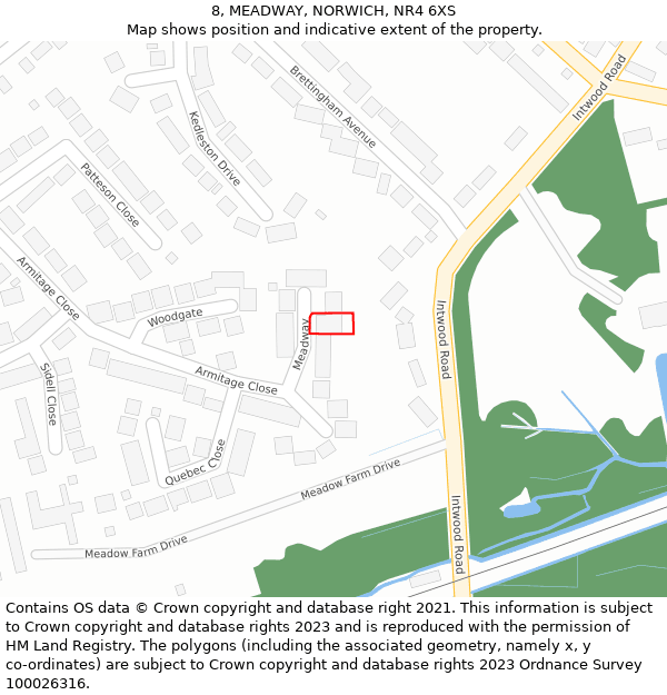 8, MEADWAY, NORWICH, NR4 6XS: Location map and indicative extent of plot