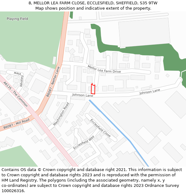 8, MELLOR LEA FARM CLOSE, ECCLESFIELD, SHEFFIELD, S35 9TW: Location map and indicative extent of plot