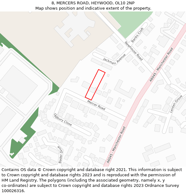 8, MERCERS ROAD, HEYWOOD, OL10 2NP: Location map and indicative extent of plot
