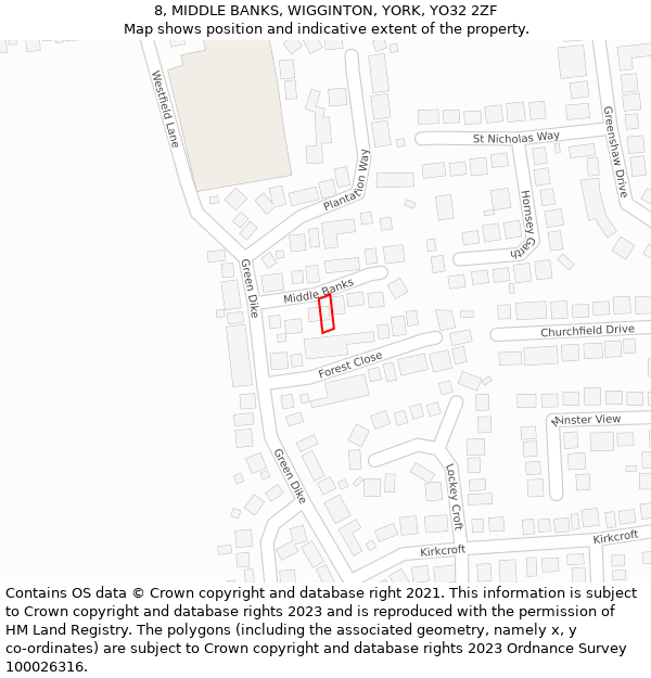 8, MIDDLE BANKS, WIGGINTON, YORK, YO32 2ZF: Location map and indicative extent of plot