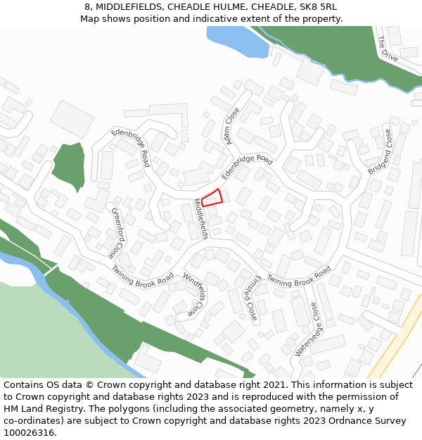 8, MIDDLEFIELDS, CHEADLE HULME, CHEADLE, SK8 5RL: Location map and indicative extent of plot