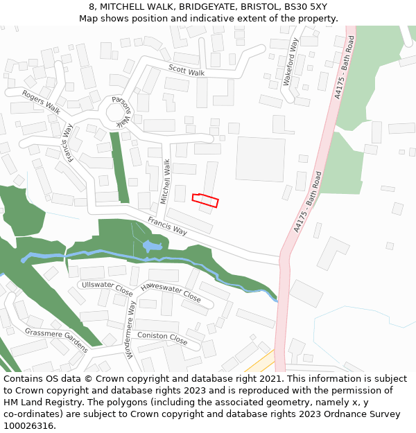 8, MITCHELL WALK, BRIDGEYATE, BRISTOL, BS30 5XY: Location map and indicative extent of plot