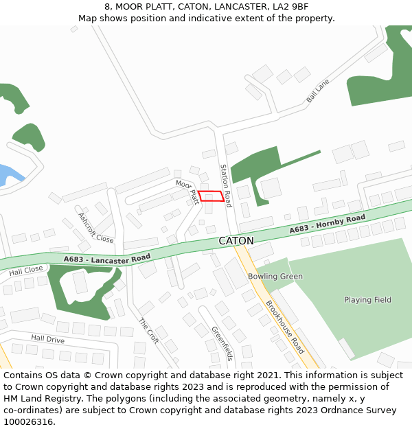 8, MOOR PLATT, CATON, LANCASTER, LA2 9BF: Location map and indicative extent of plot