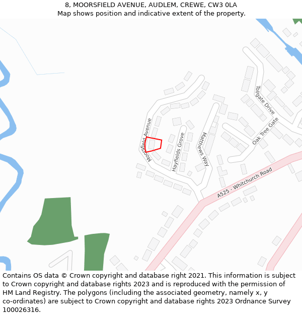 8, MOORSFIELD AVENUE, AUDLEM, CREWE, CW3 0LA: Location map and indicative extent of plot