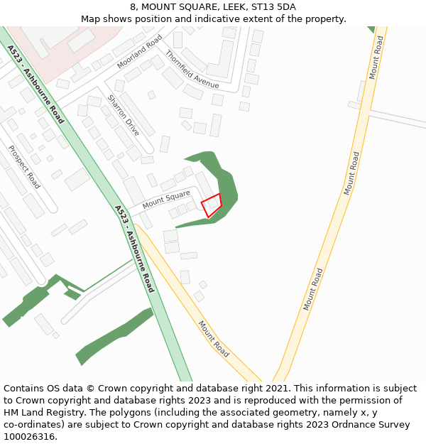 8, MOUNT SQUARE, LEEK, ST13 5DA: Location map and indicative extent of plot