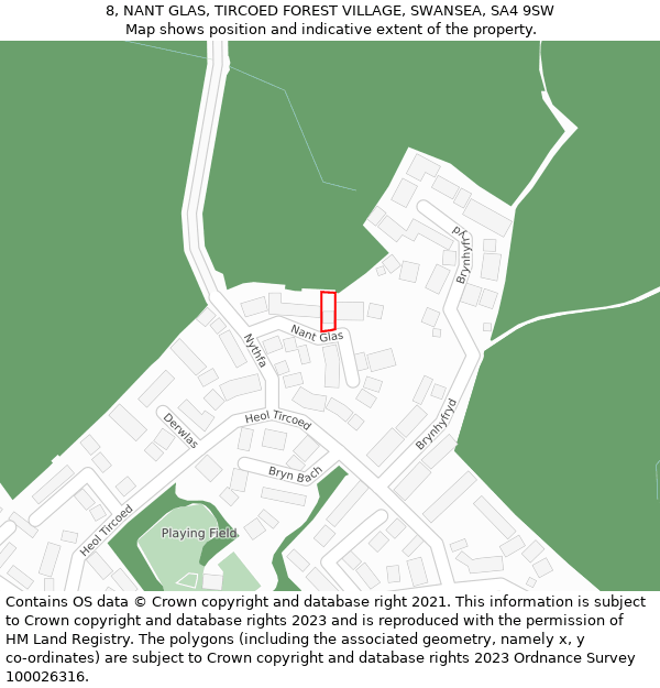 8, NANT GLAS, TIRCOED FOREST VILLAGE, SWANSEA, SA4 9SW: Location map and indicative extent of plot