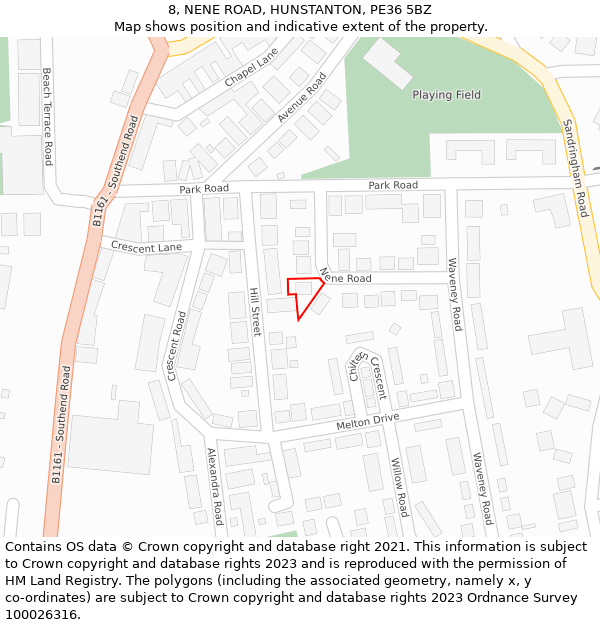 8, NENE ROAD, HUNSTANTON, PE36 5BZ: Location map and indicative extent of plot