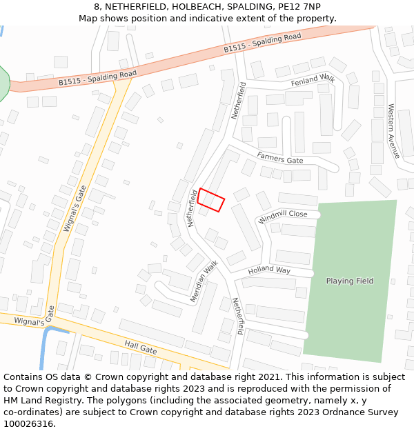 8, NETHERFIELD, HOLBEACH, SPALDING, PE12 7NP: Location map and indicative extent of plot