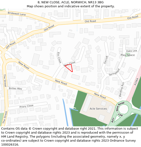 8, NEW CLOSE, ACLE, NORWICH, NR13 3BG: Location map and indicative extent of plot