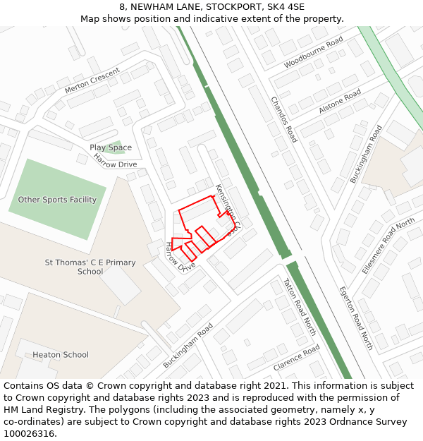 8, NEWHAM LANE, STOCKPORT, SK4 4SE: Location map and indicative extent of plot