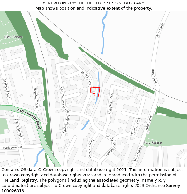 8, NEWTON WAY, HELLIFIELD, SKIPTON, BD23 4NY: Location map and indicative extent of plot