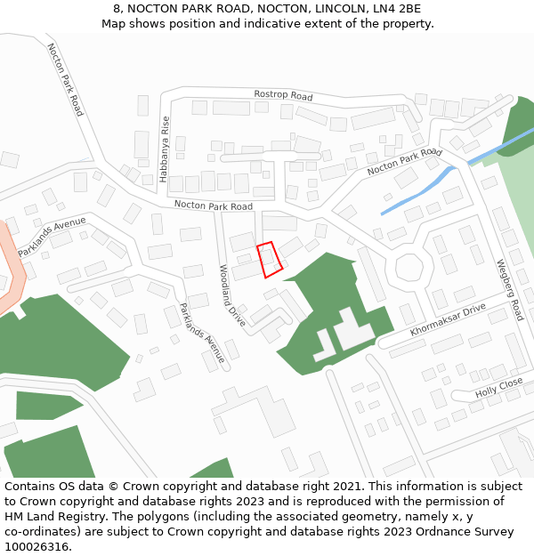 8, NOCTON PARK ROAD, NOCTON, LINCOLN, LN4 2BE: Location map and indicative extent of plot