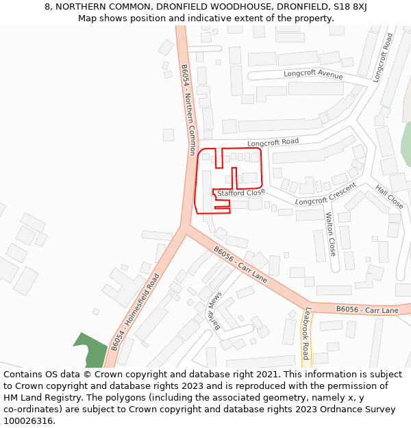 8, NORTHERN COMMON, DRONFIELD WOODHOUSE, DRONFIELD, S18 8XJ: Location map and indicative extent of plot