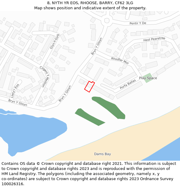 8, NYTH YR EOS, RHOOSE, BARRY, CF62 3LG: Location map and indicative extent of plot