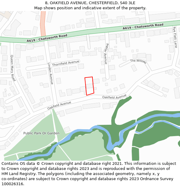 8, OAKFIELD AVENUE, CHESTERFIELD, S40 3LE: Location map and indicative extent of plot