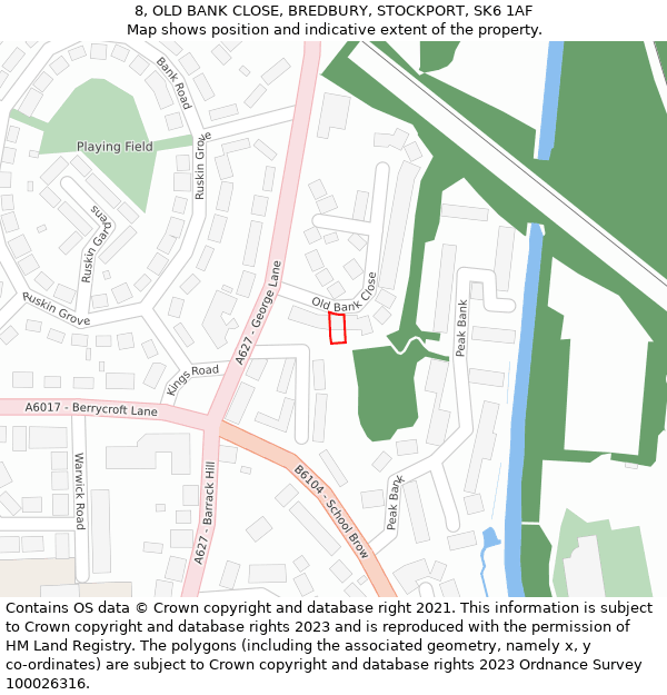 8, OLD BANK CLOSE, BREDBURY, STOCKPORT, SK6 1AF: Location map and indicative extent of plot