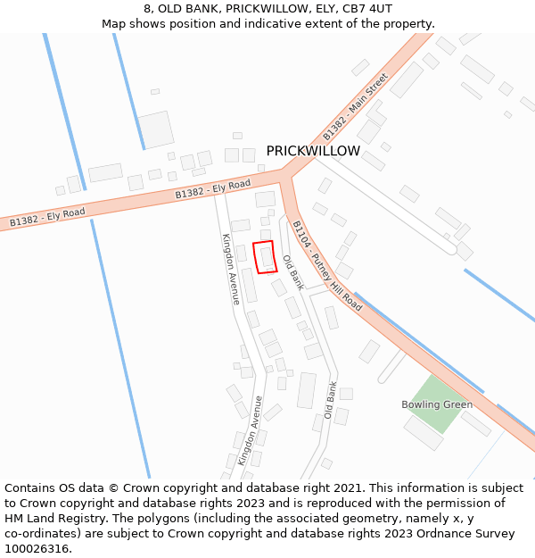 8, OLD BANK, PRICKWILLOW, ELY, CB7 4UT: Location map and indicative extent of plot