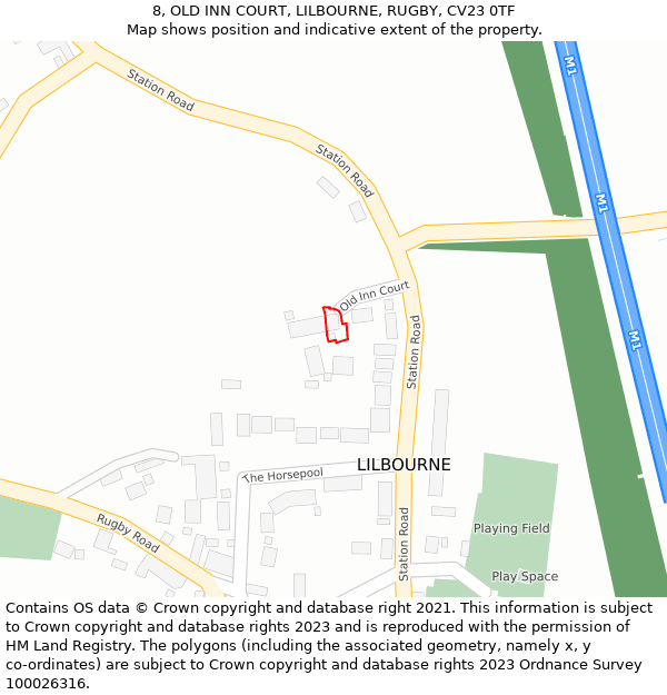 8, OLD INN COURT, LILBOURNE, RUGBY, CV23 0TF: Location map and indicative extent of plot