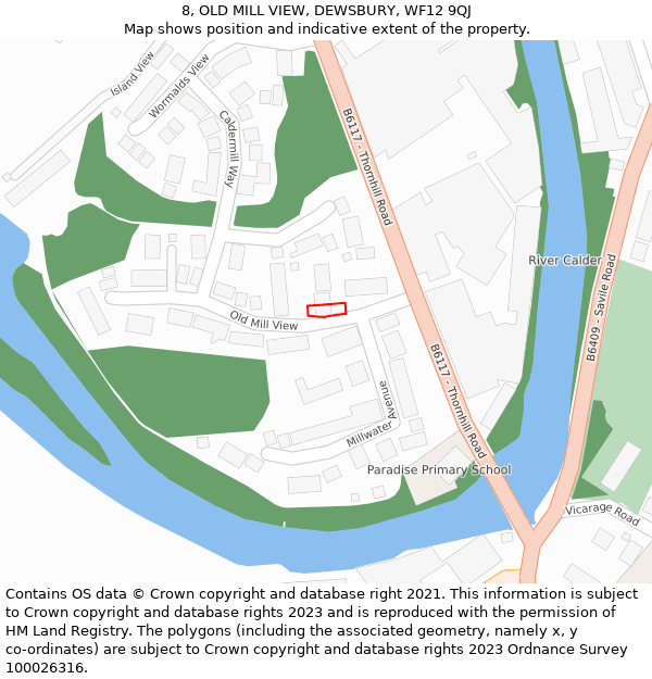 8, OLD MILL VIEW, DEWSBURY, WF12 9QJ: Location map and indicative extent of plot