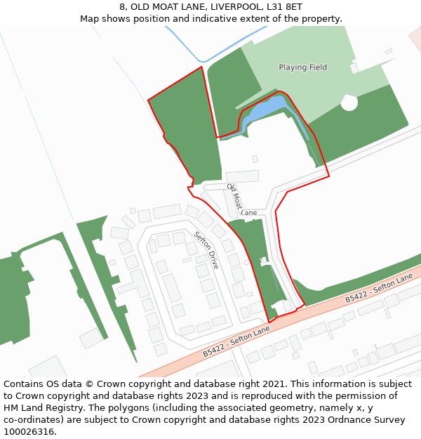 8, OLD MOAT LANE, LIVERPOOL, L31 8ET: Location map and indicative extent of plot