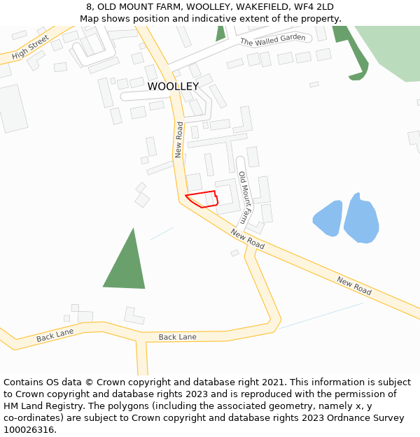 8, OLD MOUNT FARM, WOOLLEY, WAKEFIELD, WF4 2LD: Location map and indicative extent of plot