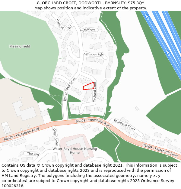 8, ORCHARD CROFT, DODWORTH, BARNSLEY, S75 3QY: Location map and indicative extent of plot