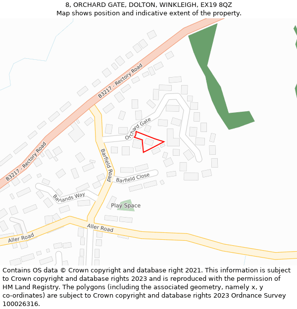 8, ORCHARD GATE, DOLTON, WINKLEIGH, EX19 8QZ: Location map and indicative extent of plot