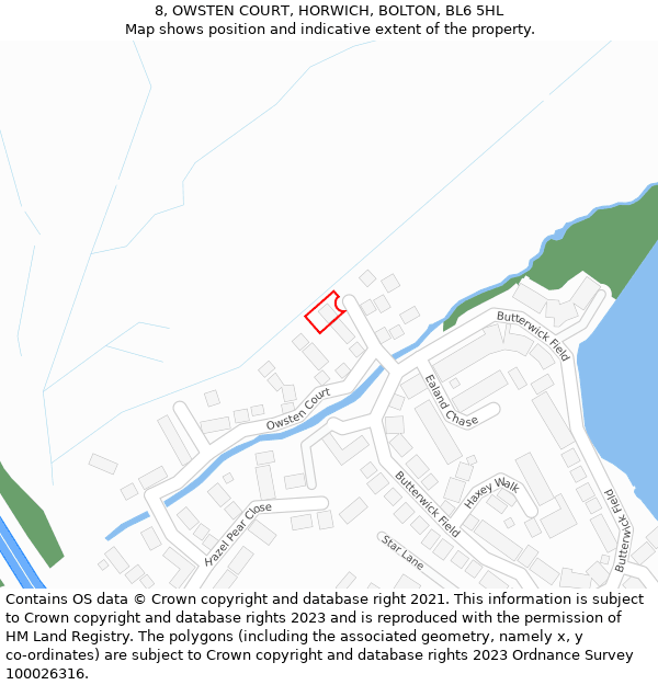 8, OWSTEN COURT, HORWICH, BOLTON, BL6 5HL: Location map and indicative extent of plot