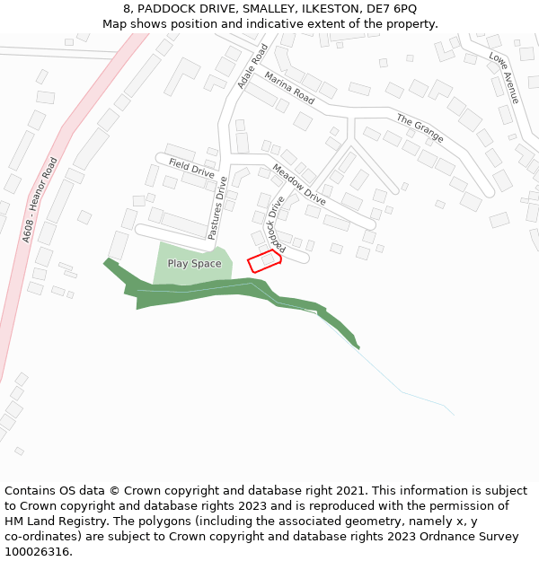 8, PADDOCK DRIVE, SMALLEY, ILKESTON, DE7 6PQ: Location map and indicative extent of plot
