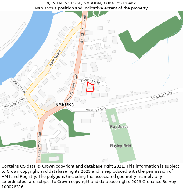 8, PALMES CLOSE, NABURN, YORK, YO19 4RZ: Location map and indicative extent of plot