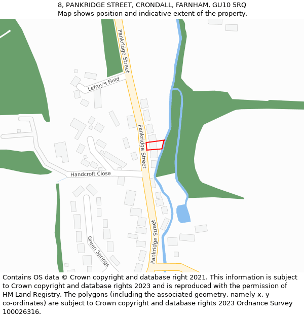 8, PANKRIDGE STREET, CRONDALL, FARNHAM, GU10 5RQ: Location map and indicative extent of plot